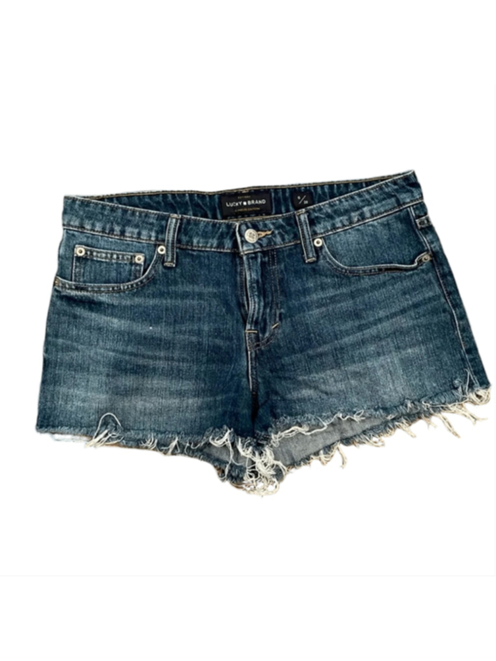 Lucky Brand The Cut Off Raw Hem Dark Wash Denim Shorts